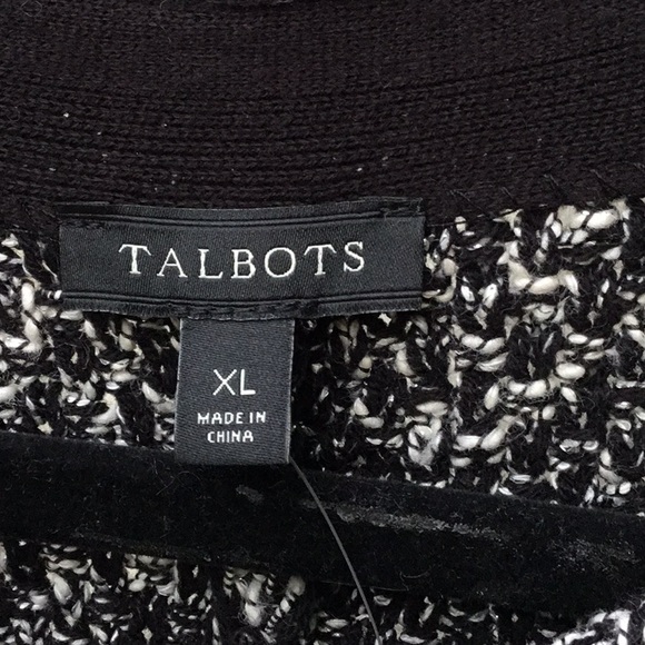 Talbot’s Black & Cream Knit Sweater Cardigan Jacket - Picture 13 of 16